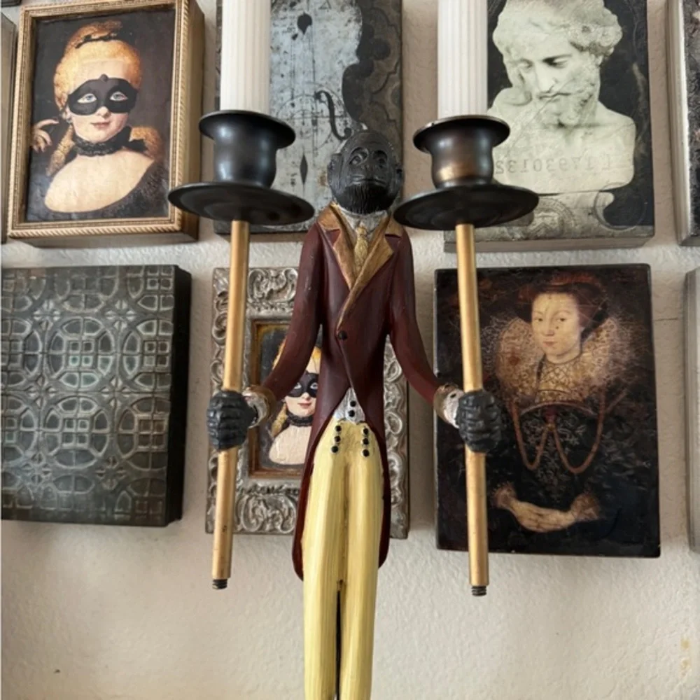 Vintage Bronze‎ Butler Monkey Candlebra
